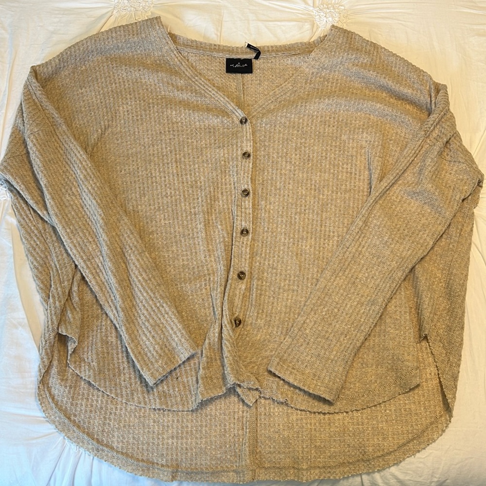 Urban Outfitter Waffle Knit Long Sleeve Top - Beige